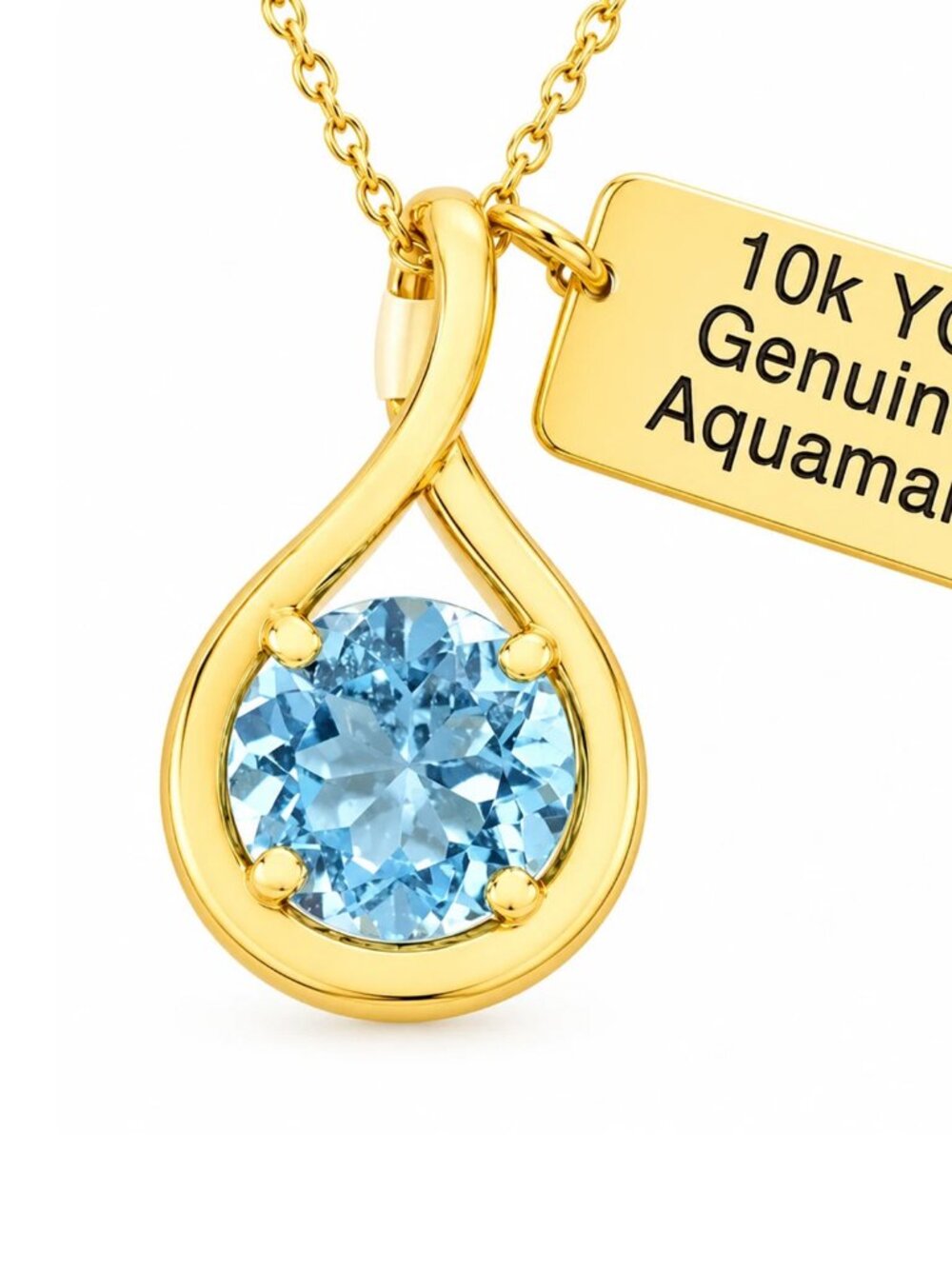 Genuine 1.86 Cts Aquamarine Pendant 10k Yellow Gold